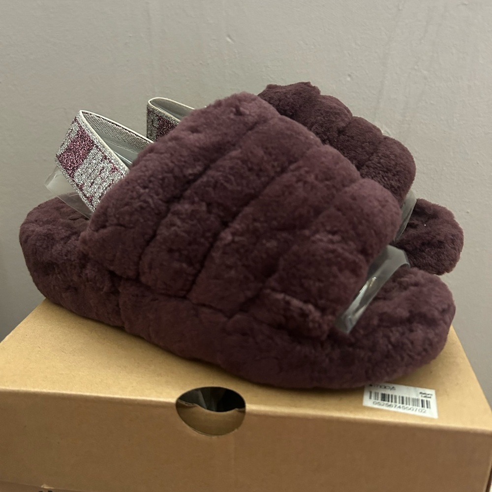 UGG Women's Plush Burgundy Slippers
